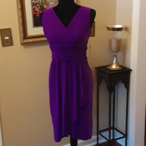 Chaps orchid sleeveless dress shirred waistband  stretch NEW Small MSRP $85…